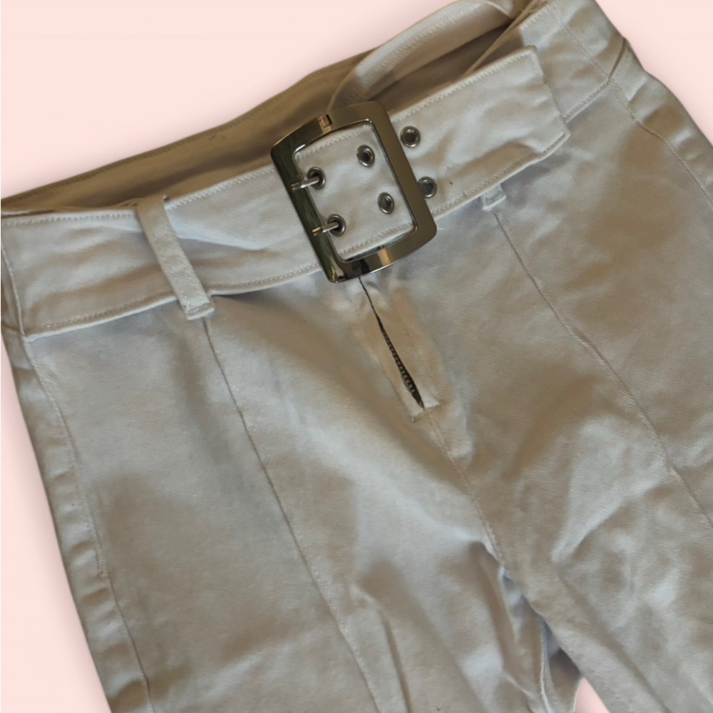 Stylish Silver Belted white jeans